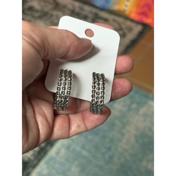 Triple Twist Hoop Earrings NWT - Picture 1 of 8